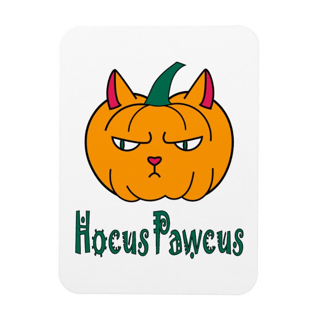 Hocus pawcus Halloween pumpkin ginger cat magic Magnet (Vertical)