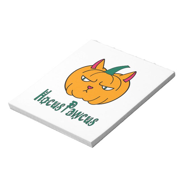 Hocus pawcus Halloween pumpkin ginger cat magic Notepad (Rotated)