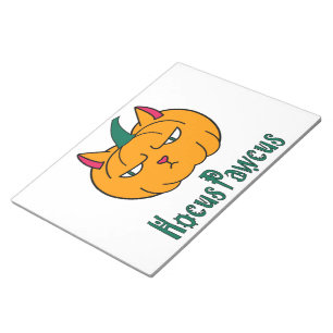 Hocus pawcus Halloween pumpkin ginger cat magic Notepad