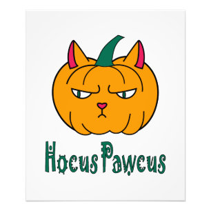 Hocus pawcus Halloween pumpkin ginger cat magic Photo Print