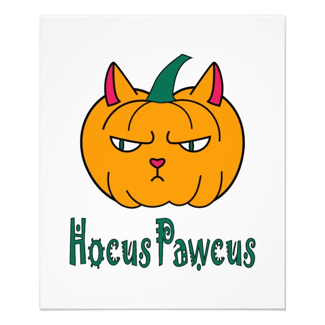 Hocus pawcus Halloween pumpkin ginger cat magic Photo Print (Front)