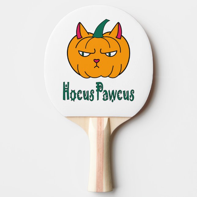 Hocus pawcus Halloween pumpkin ginger cat magic Ping Pong Paddle (Front)