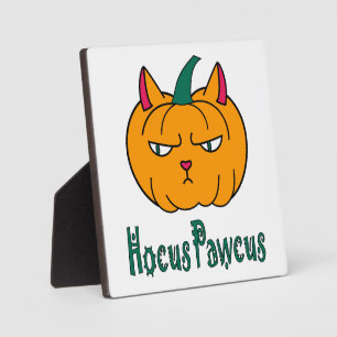Hocus pawcus Halloween pumpkin ginger cat magic Plaque