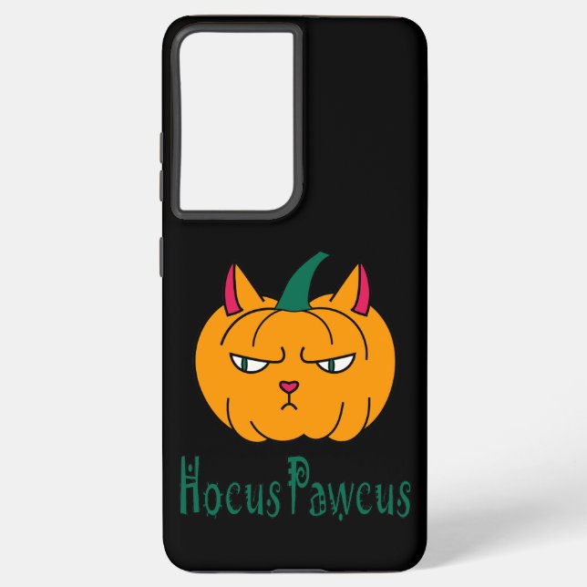 Hocus pawcus Halloween pumpkin ginger cat magic Samsung Galaxy S21 Ultra Case (Back)