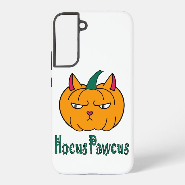 Hocus pawcus Halloween pumpkin ginger cat magic Samsung Galaxy S22+ Case (Back)