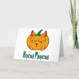 Hocus pawcus Halloween pumpkin ginger cat magic Thank You Card