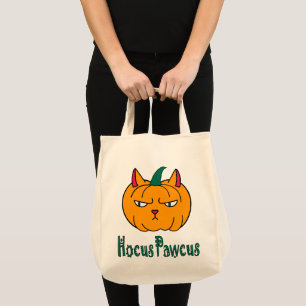 Hocus pawcus Halloween pumpkin ginger cat magic Tote Bag