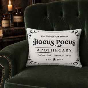Hocus Pocus Apothecary Black and White Halloween Decorative Cushion