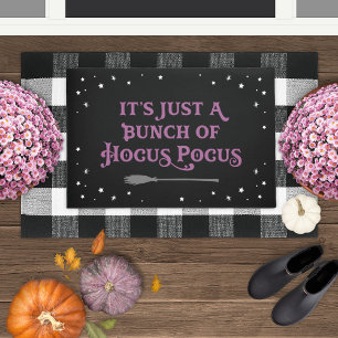 Hocus Pocus Black and Purple Halloween Quote Doormat