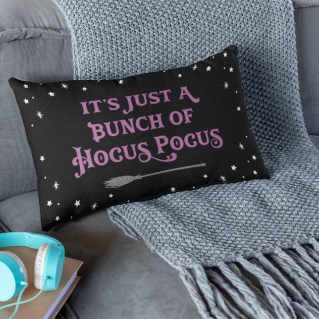 Hocus Pocus Black and Purple Halloween Quote Lumbar Cushion (Creator Uploaded)