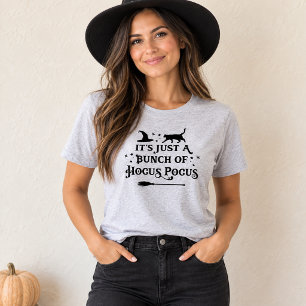 Hocus Pocus Black Cat Witch Grey Womens Halloween T-Shirt