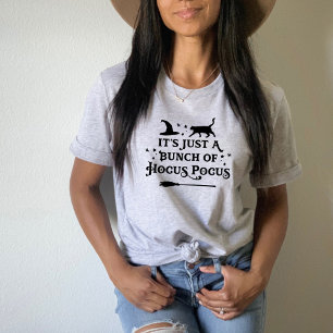 Hocus Pocus Black Cat Witch Grey Womens Halloween T-Shirt