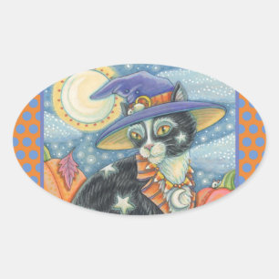 HOCUS POCUS BLACK CAT WITCH, HALLOWEEN STICKERS