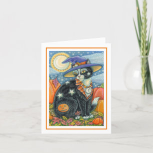 HOCUS POCUS BLACK CAT WITCH & MOUSE HALLOWEEN HOLIDAY CARD