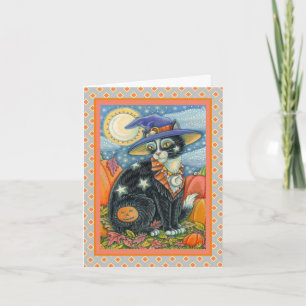 HOCUS POCUS BLACK CAT WITCH & MOUSE HALLOWEEN HOLIDAY CARD