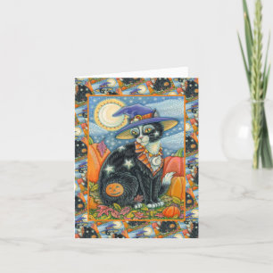 HOCUS POCUS BLACK CAT WITCH & MOUSE HALLOWEEN HOLIDAY CARD