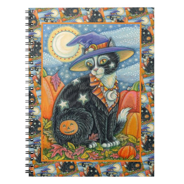 HOCUS POCUS BLACK CAT WITCH & MOUSE HALLOWEEN  NOTEBOOK (Front)