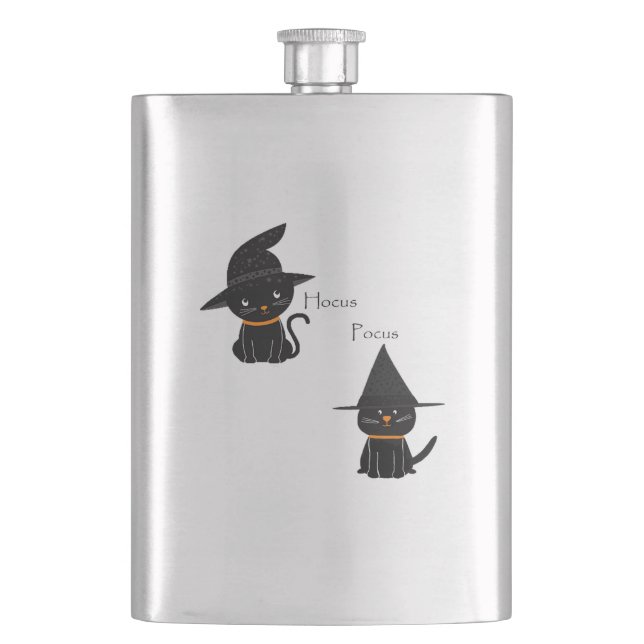 Hocus Pocus Black Cats Hip Flask (Front)