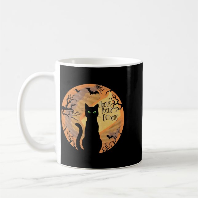 Hocus Pocus Catocus Halloween Black Cat Lover Coffee Mug (Left)