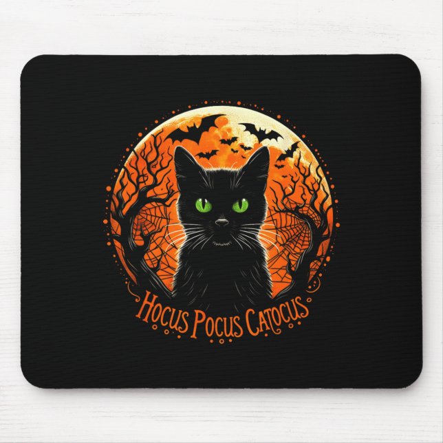 Hocus Pocus Catocus Halloween Black Cat Lover Men Mouse Pad (Front)