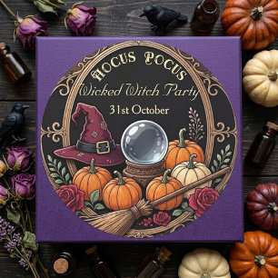 Hocus Pocus Funky Hat Wicked Witchs Party Vintage Classic Round Sticker