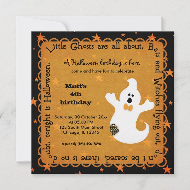 Hocus Pocus Ghost Birthday Invitation (Front)