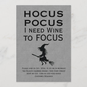 HOCUS POCUS Grey Halloween Party Invitation