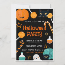 hocus pocus Halloween party invitation card 