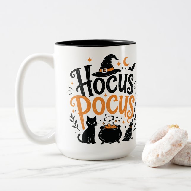 Hocus Pocus Halloween Witch Mug (With Donut)