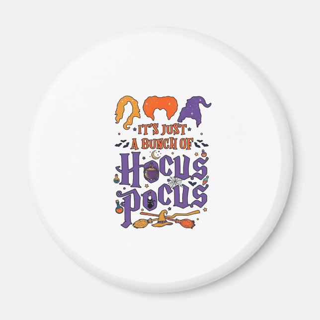 Hocus Pocus Halloween Witches Cauldron Broom Cat M Magnet (Front)