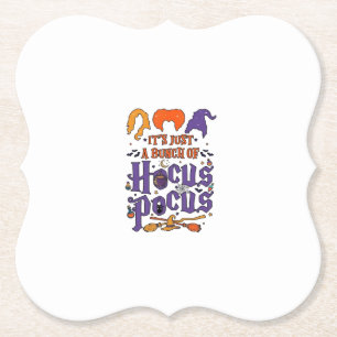 Hocus Pocus Halloween Witches Cauldron Broom Cat M Paper Coaster