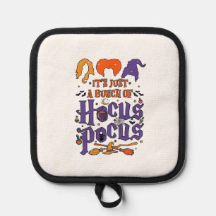 Hocus Pocus Halloween Witches Cauldron Broom Cat M Pot Holder