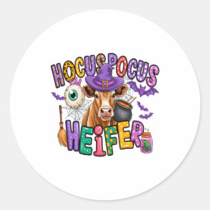 Hocus Pocus Heifer Halloween Cow Classic Round Sticker