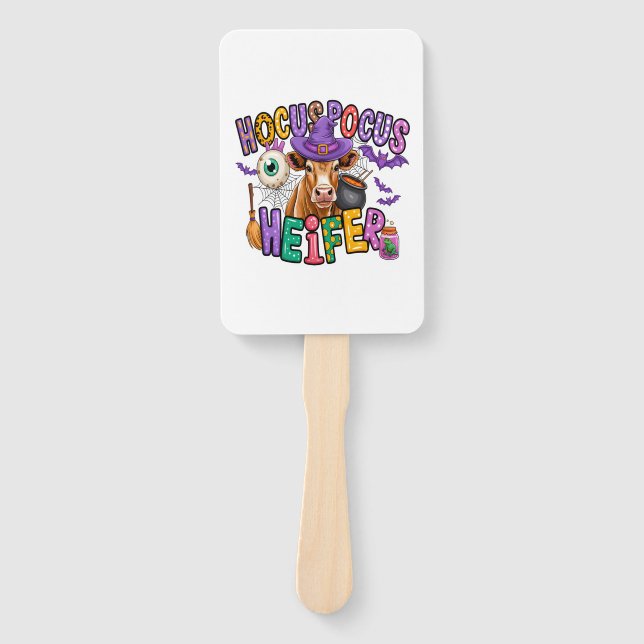 Hocus Pocus Heifer Halloween Cow Hand Fan (Front)