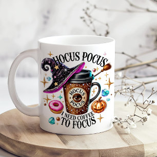 "Hocus Pocus I Need Coffee" Funny Witchy  Large Coffee Mug