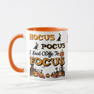 Hocus Pocus I Need Coffee to Focus Funny Halloween Mug