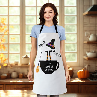 Hocus Pocus I Need Coffee to Focus Halloween Apron