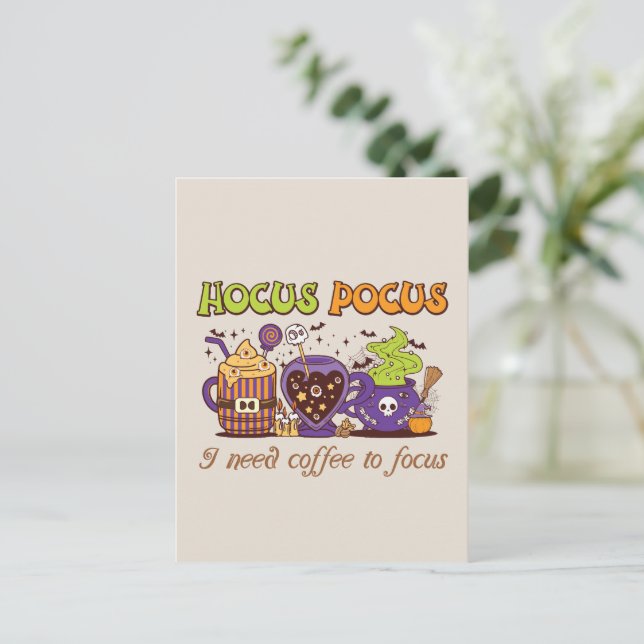Hocus Pocus - I Need Coffee To Focus Postcard (Standing Front)