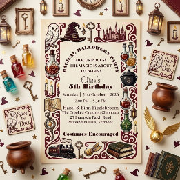 Hocus Pocus Magical Halloween Story Book Birthday Invitation