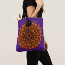 Hocus Pocus Mandala Halloween Tote Bag -Hand-Drawn