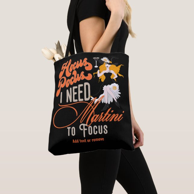 Hocus Pocus Martini To Focus Witchy Gift Halloween Tote Bag (Close Up)