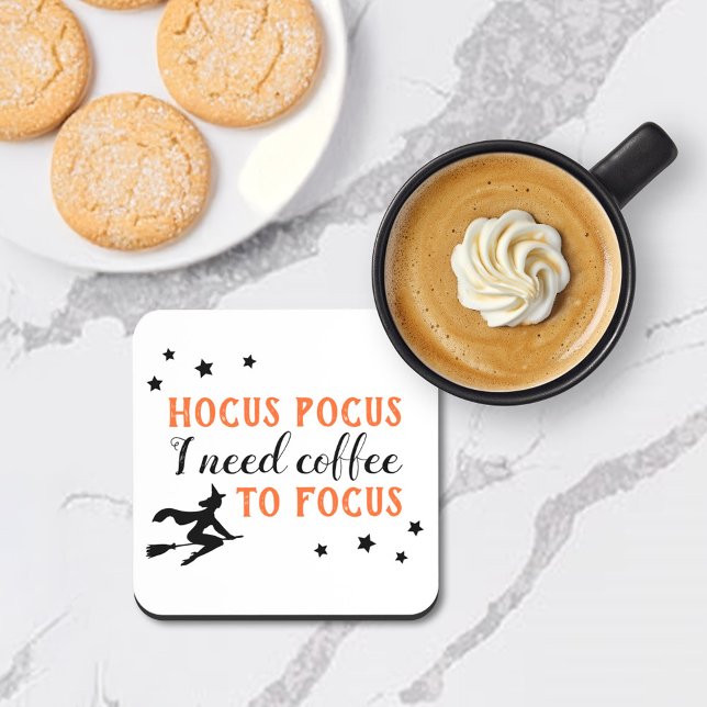 Hocus Pocus Modern Orange and Black Halloween Coaster (Creator Uploaded)