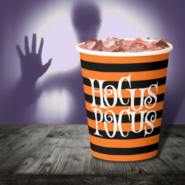 Hocus Pocus Orange Stripes Halloween Paper Cup (Creator Uploaded)