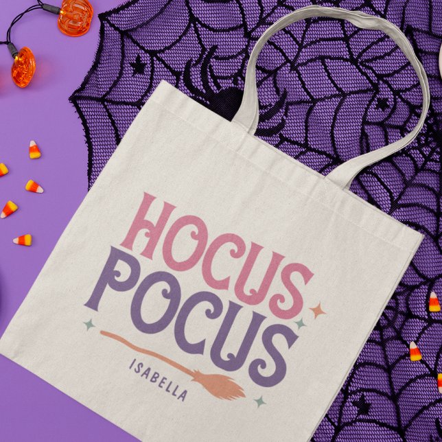Hocus Pocus Pink Purple Halloween Personalised Tote Bag (Creator Uploaded)