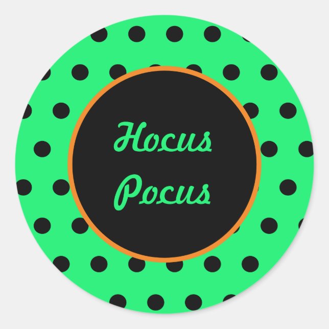 Hocus Pocus Round Stickers (Neon Green & Black) (Front)