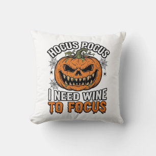 Hocus Pocus Wine Pumpkin Halloween Shirt Design_1 Cushion