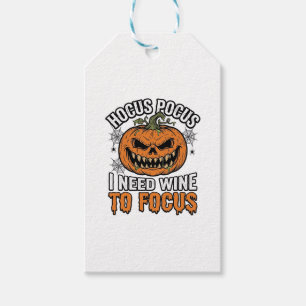 Hocus Pocus Wine Pumpkin Halloween Shirt Design_1 Gift Tags