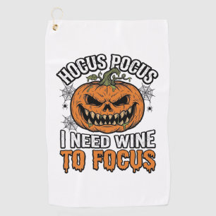 Hocus Pocus Wine Pumpkin Halloween Shirt Design_1 Golf Towel