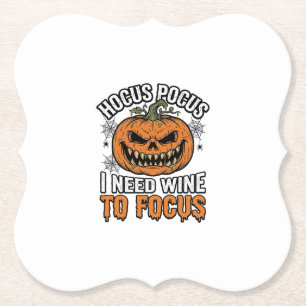 Hocus Pocus Wine Pumpkin Halloween Shirt Design_1 Paper Coaster