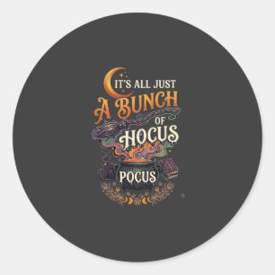 Hocus Pocus Witch Broom Black Cat Magic Cauldron H Classic Round Sticker